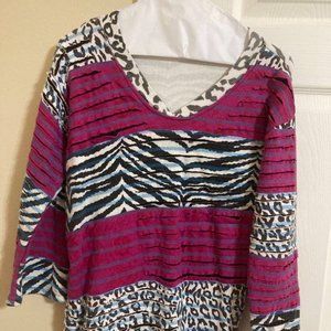 Pink Cotton Top with black/white animal print